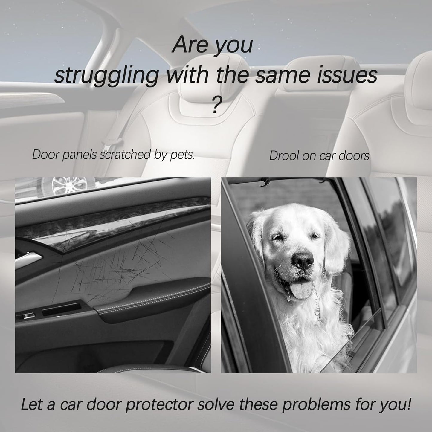 2PCS Car Door Protector for Dogs with Net Storage
