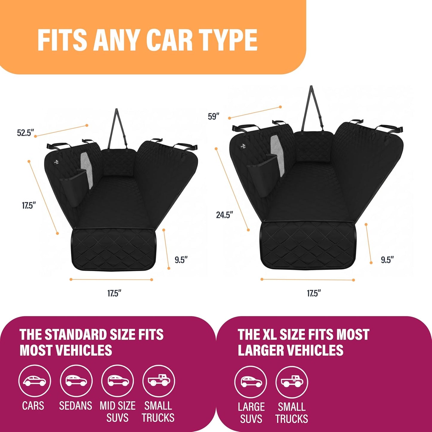 Dog Car Seat Cover for Back Seat, Waterproof Pet Protection