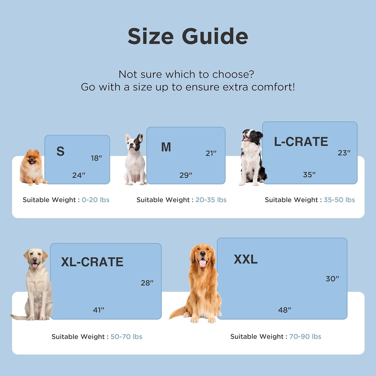 Bedsure Cooling Mat for Large Dogs - Q-Max>0.4 Thin Breathable Cooling Crate Pad Indoor for Pet with Chill Cool Fiber as Cooling Topper，Portable Washable Kennel Mat in Outdoor Summer, 35x23, Blue