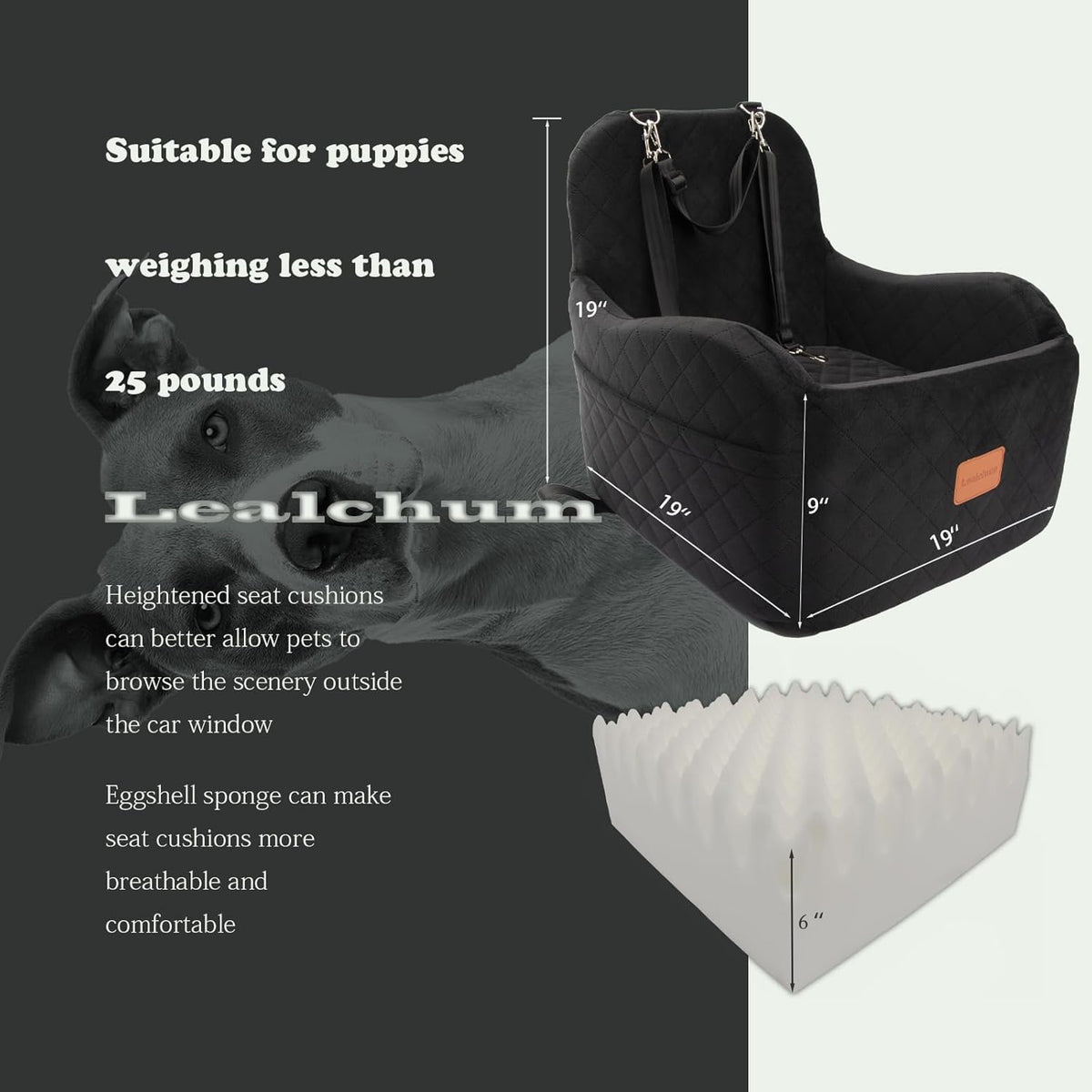 Dog Booster Car Seat for Small/Medium Dogs Up to