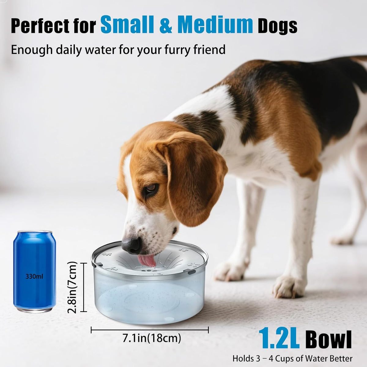 SCHITEC Dog Water Bowl No Spill 1.2L/40oz Slow Drinking Anti-Splash Stainless Steel Dog Bowl with Floating Disk, Spill Proof Pet Travel Water Dispenser for Sloppy Messy Drinkers(Light Gray)