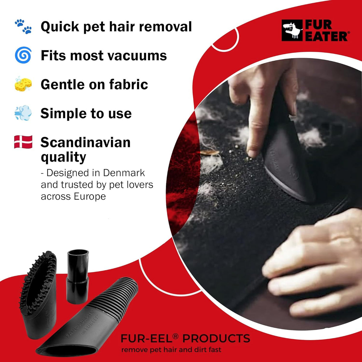 Fur-EEL Pet Hair Removal Tool for Car & Home | Universal