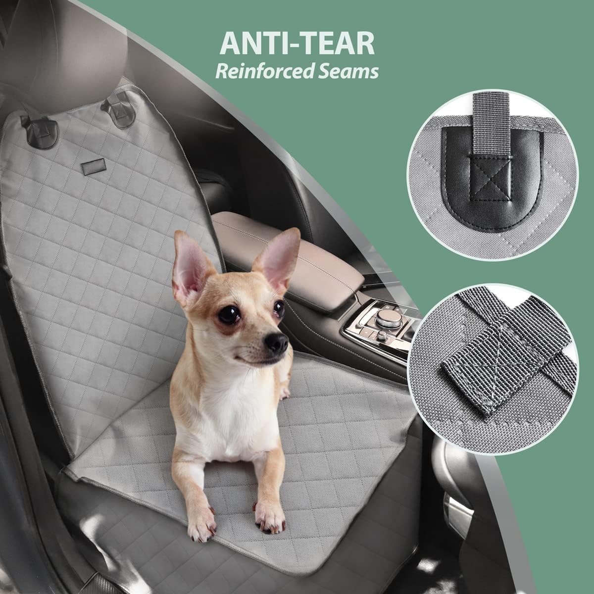 Dog Car Front Seat Cover with Side Flaps & Buckle Straps
