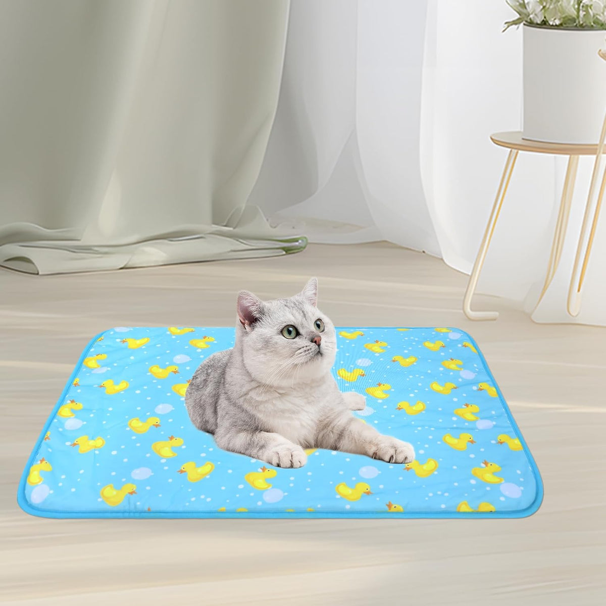 NACOCO Summer Pet Cooling Mat - Cat Dog Cushion Pad Sleeping Cool Ducks Comfortable Soft for Pets Kids and Adults(Blue Duck, S)
