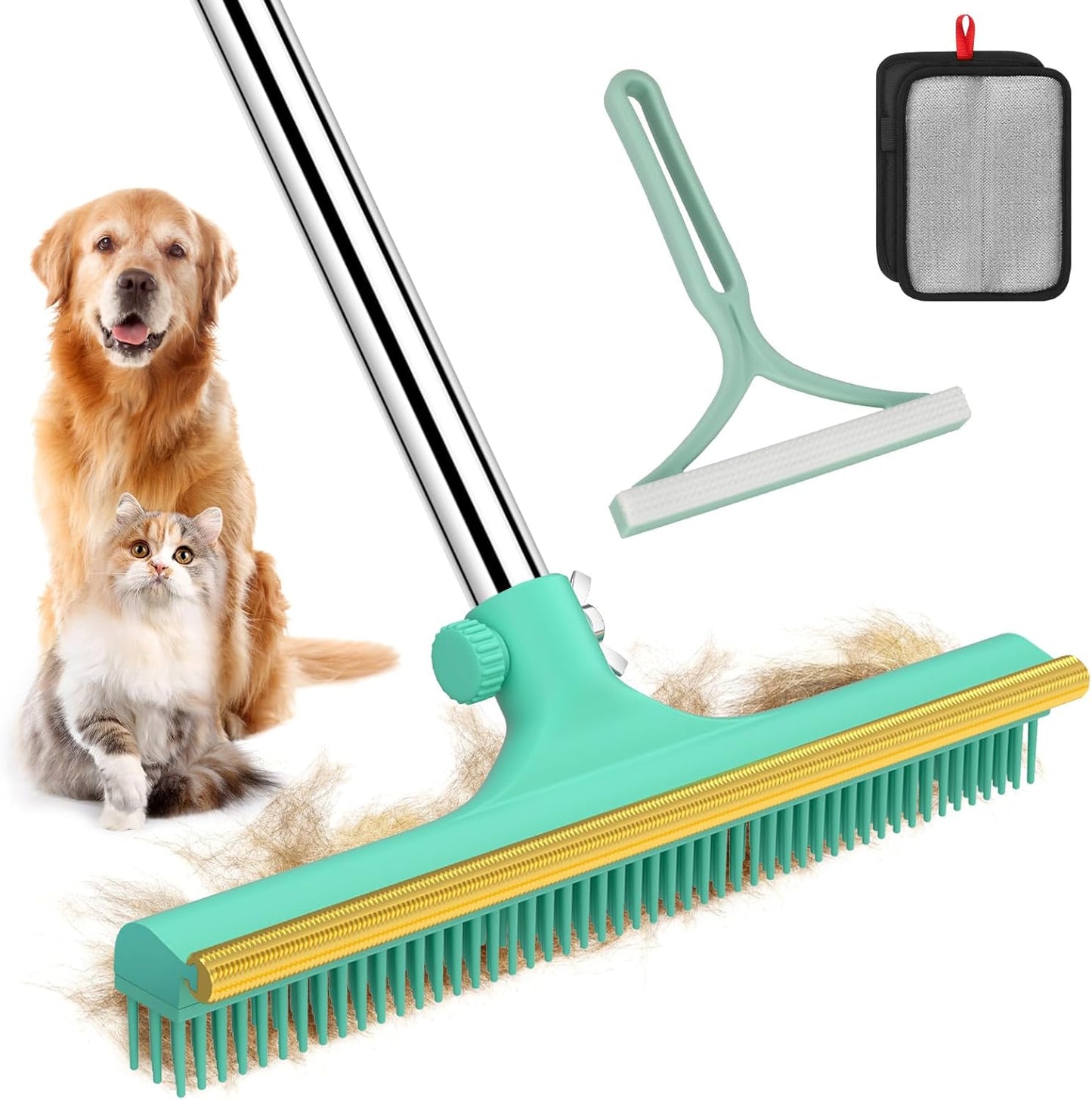 Carpet Rake for Pet Hair Removal - 60" Adjustable Long