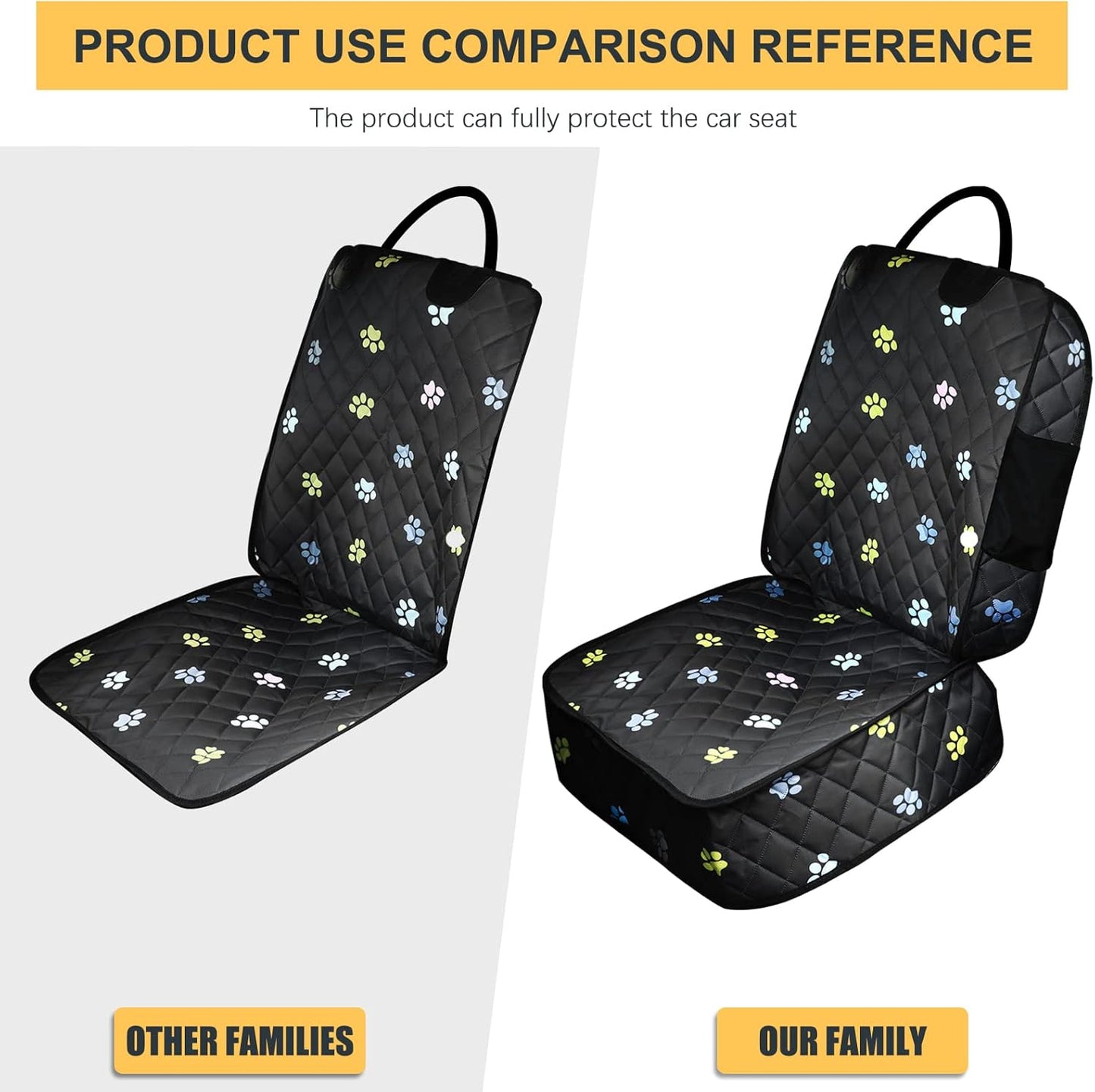 2pcs Dog Car Seat Cover for Front Durable Colored Paw