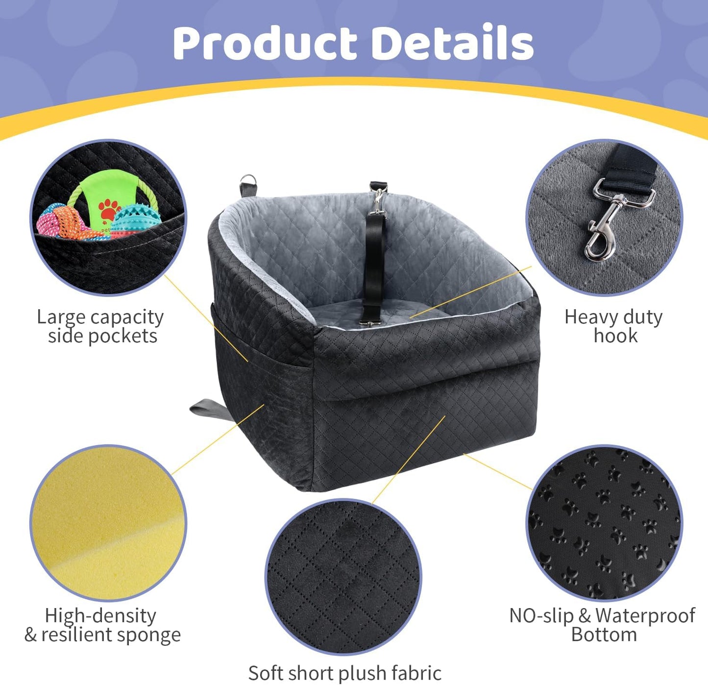 Dog Car Seat for Small/Medium Dogs, Upgrade Dog Booster