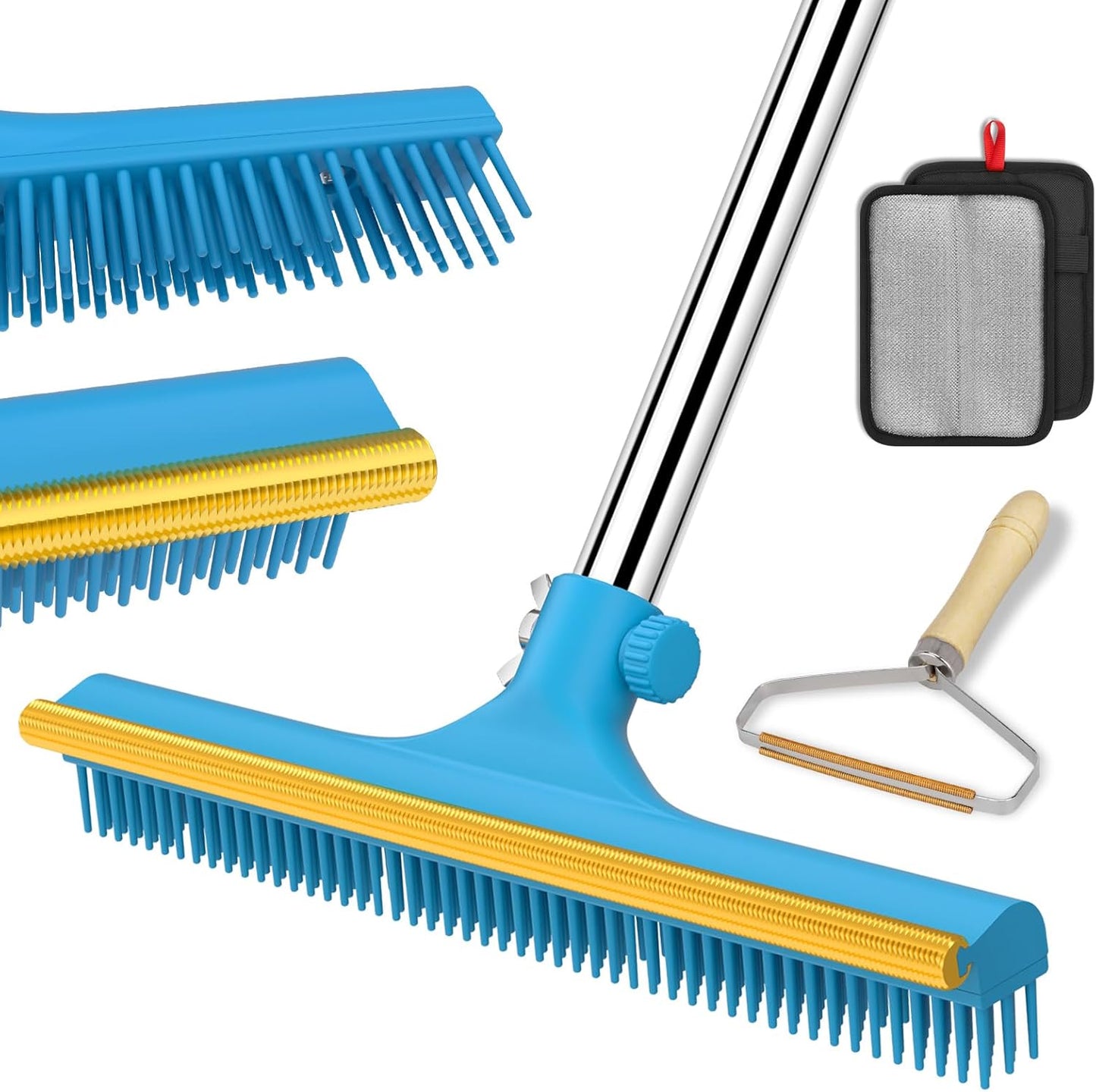 3 in 1 Carpet Rake for Pet Hair Removal, Reusable Pet Hair