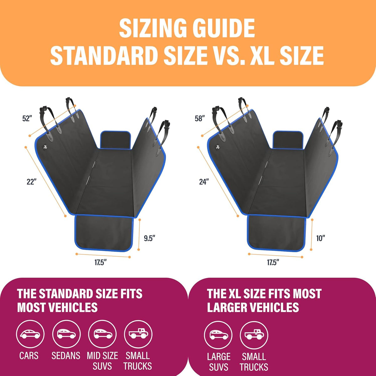 Waterproof Hammock Standard Car Seat Cover, Fits Sedans