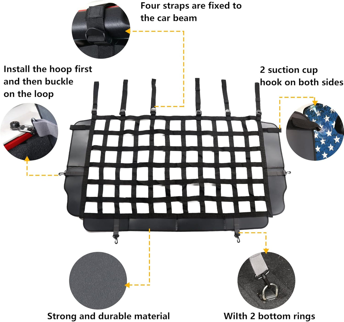 Pet Net Vehicle Safety Mesh Dog Barrier for Jeep Wrangler