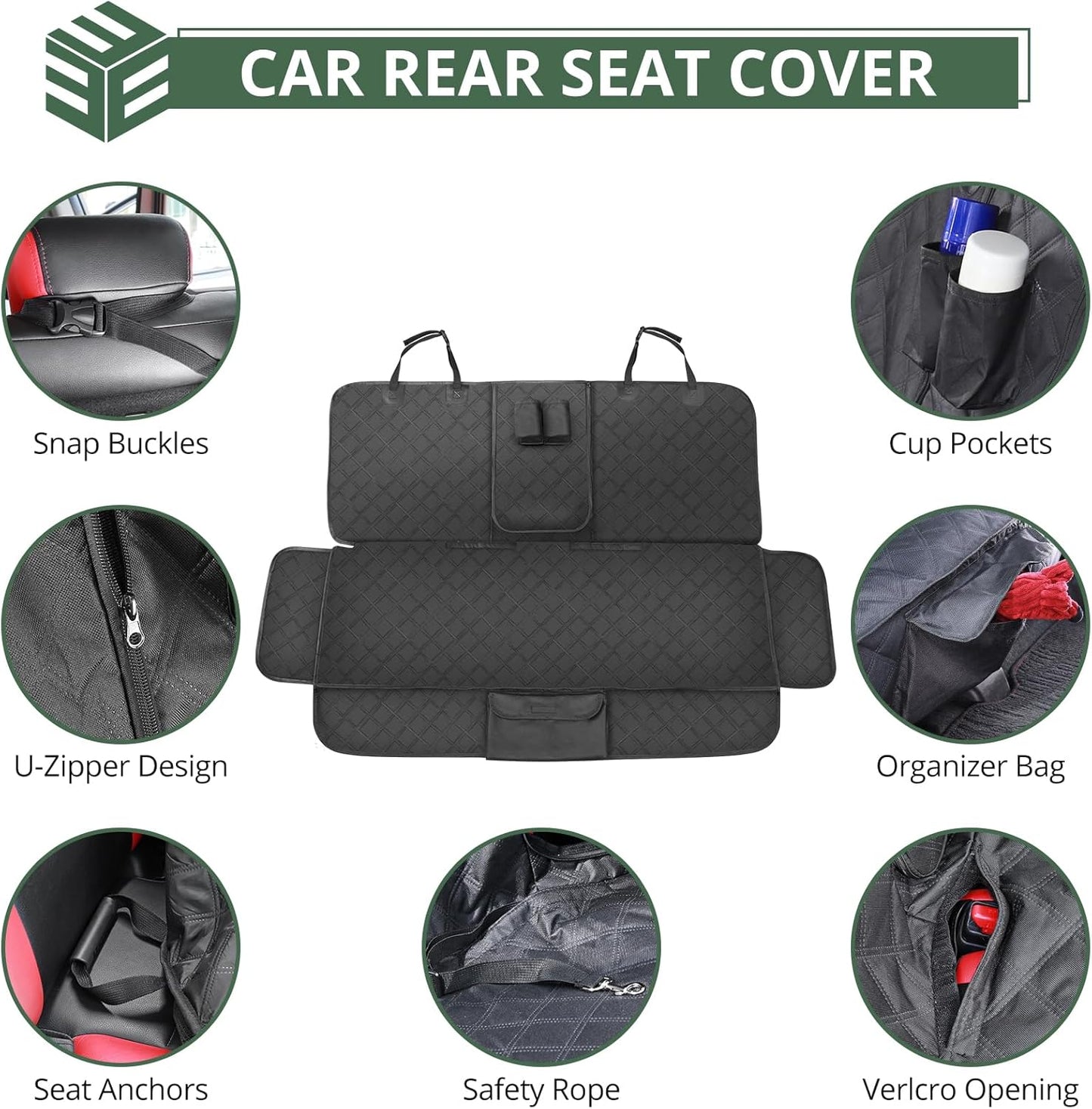 Dog Car Seat Cover for Back Seat - , Anti-Scratch, Nonslip