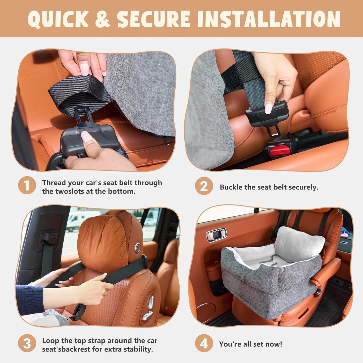Dog Car Booster Seat for Small/Medium Dogs Under 30 lbs