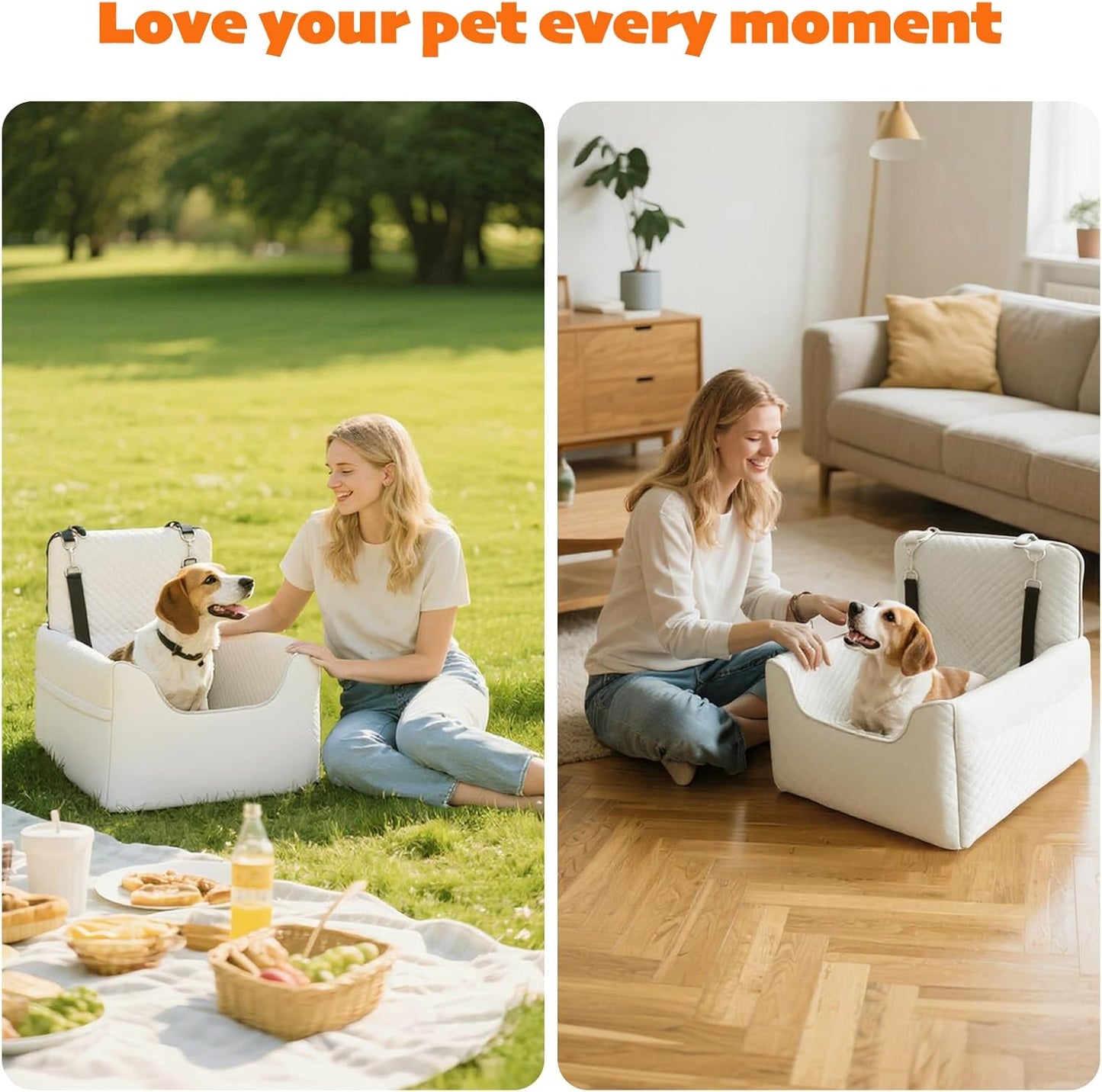 Dog Car Seat for Small/Medium Dogs Under 35lbs, Soft