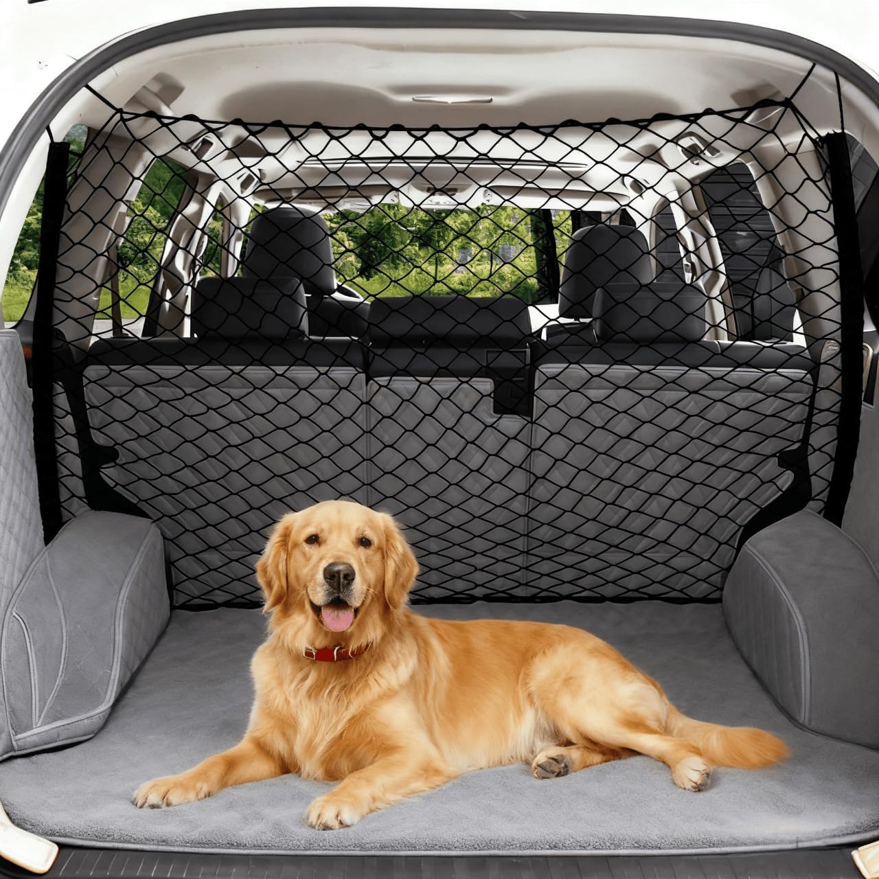 Dog Car Barrier Vehicle Pet Barrier Backseat Mesh Dog Car
