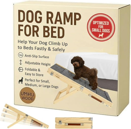 UMHUWOOD Dog Ramp for Couch, Bed, and Car – Adjustable