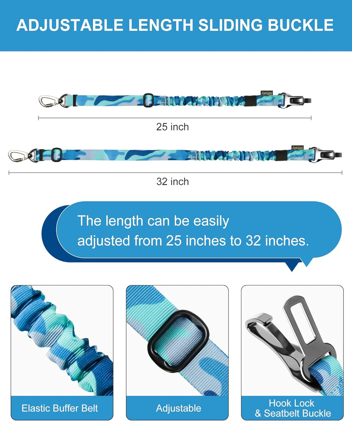 Dog Seat Belt, Adjustable Safety Seatbelt 3-in-1 Car