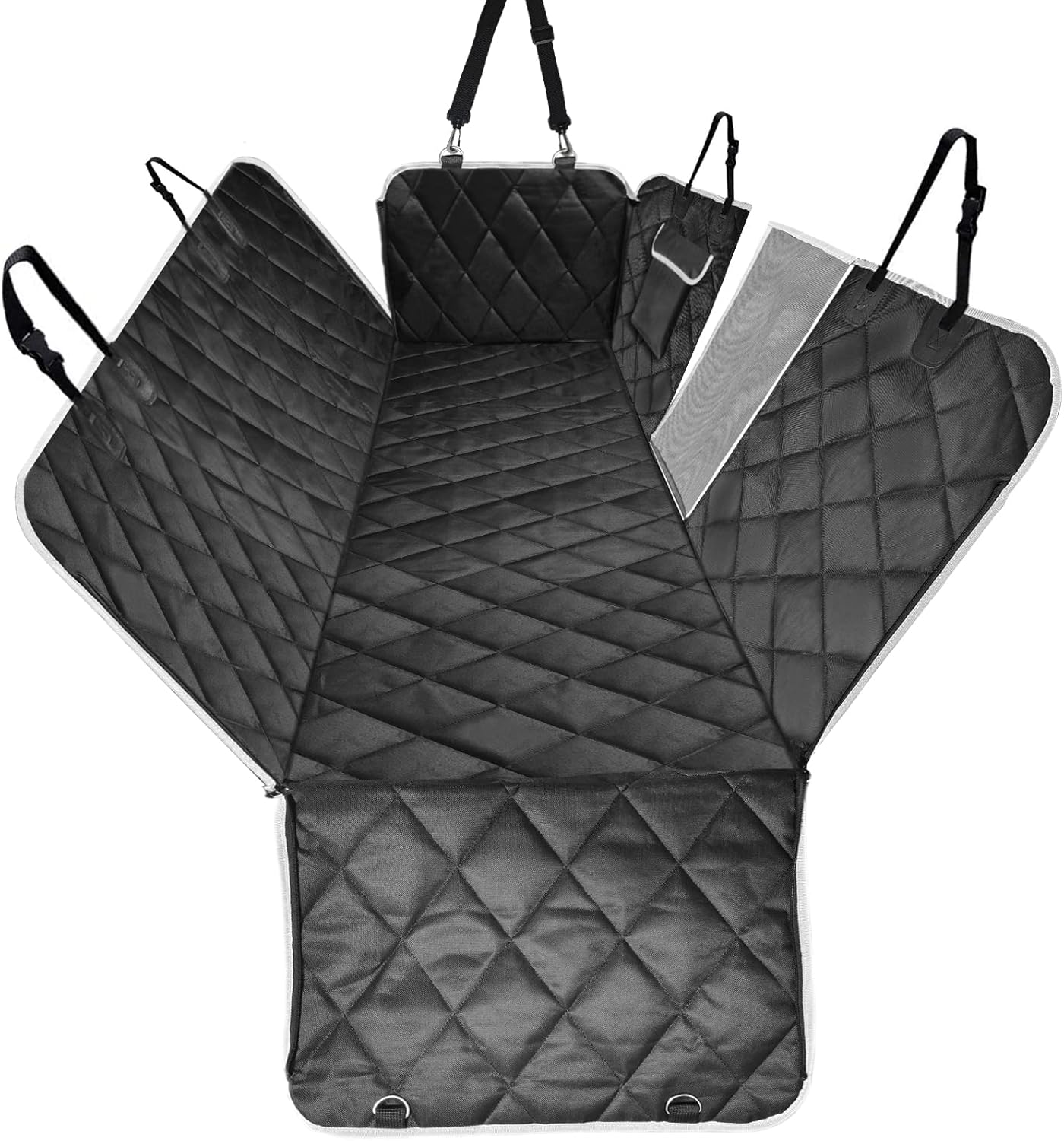 Dog Car Seat Cover, Waterproof with Mesh Window and Storage