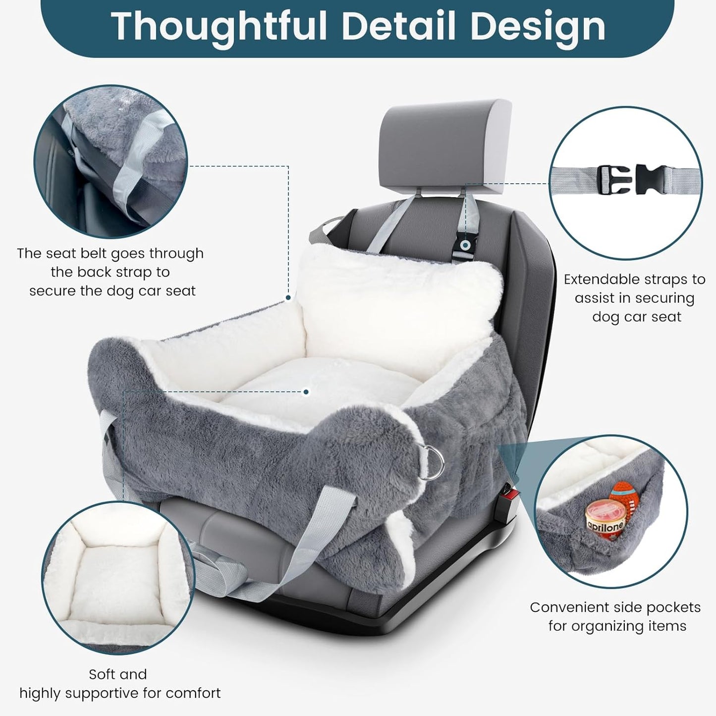 25.5"x24.3"x11" Dog Car Seat for Small Dogs & Cats, Dog