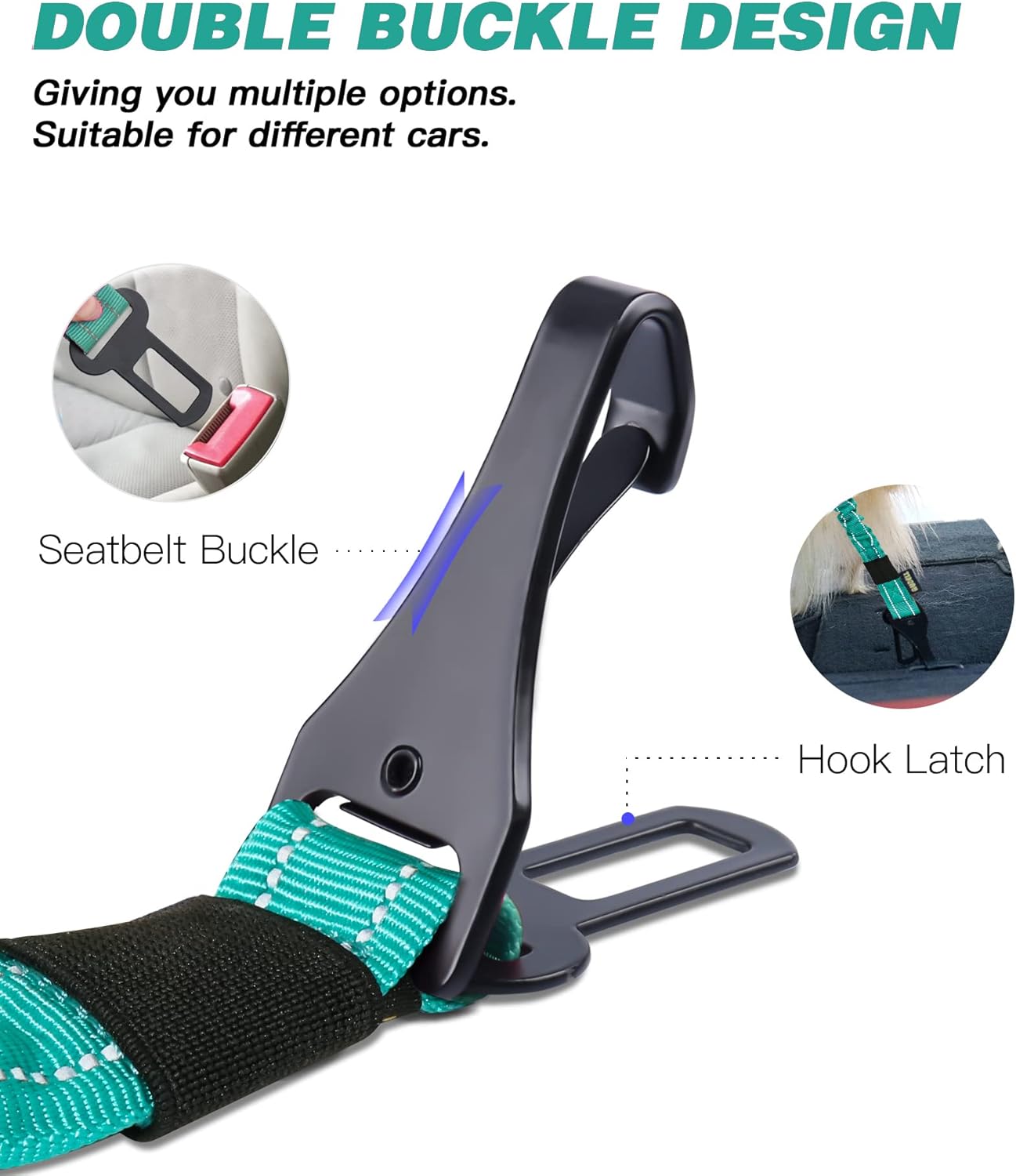 Dog Seat Belt for Car,Updated 3-in-1 Adjustable Reflective