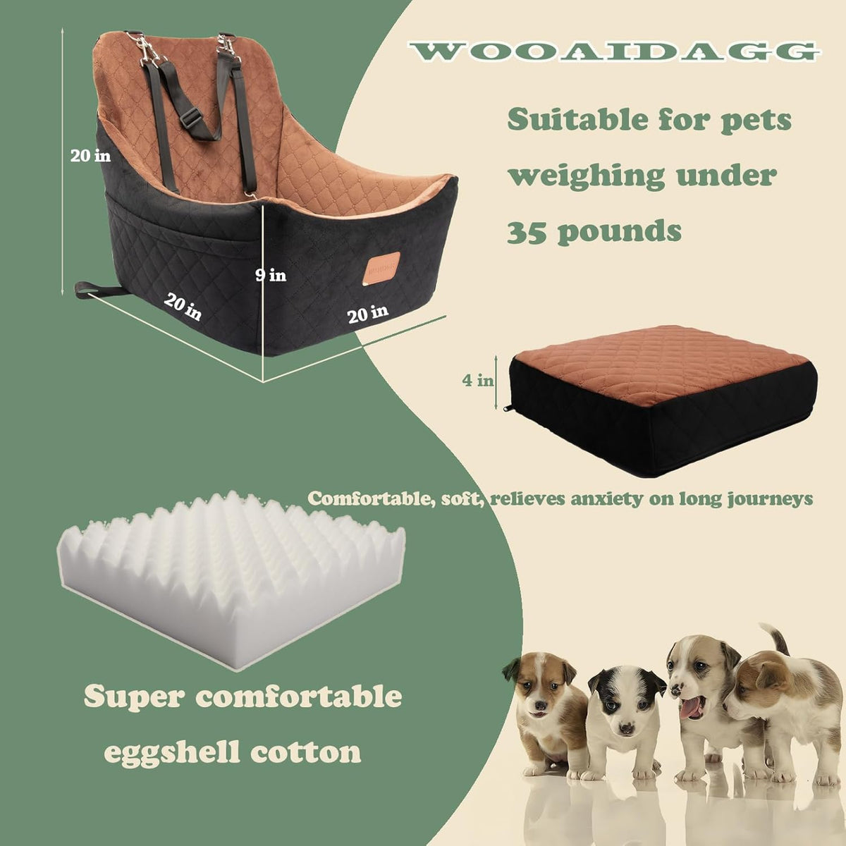 Dog Car Seat for Medium Sized Dog,Pet Travel Car Bed with