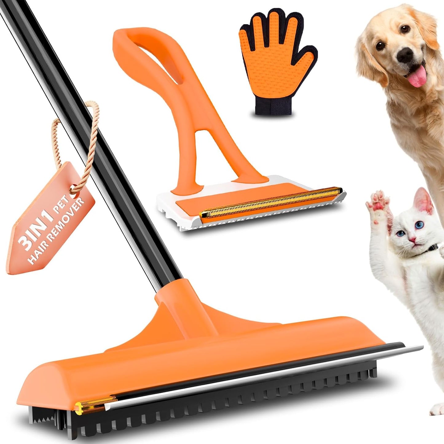 Carpet Rake for Pet Hair Removal - Reusable Dog & Cat Hair