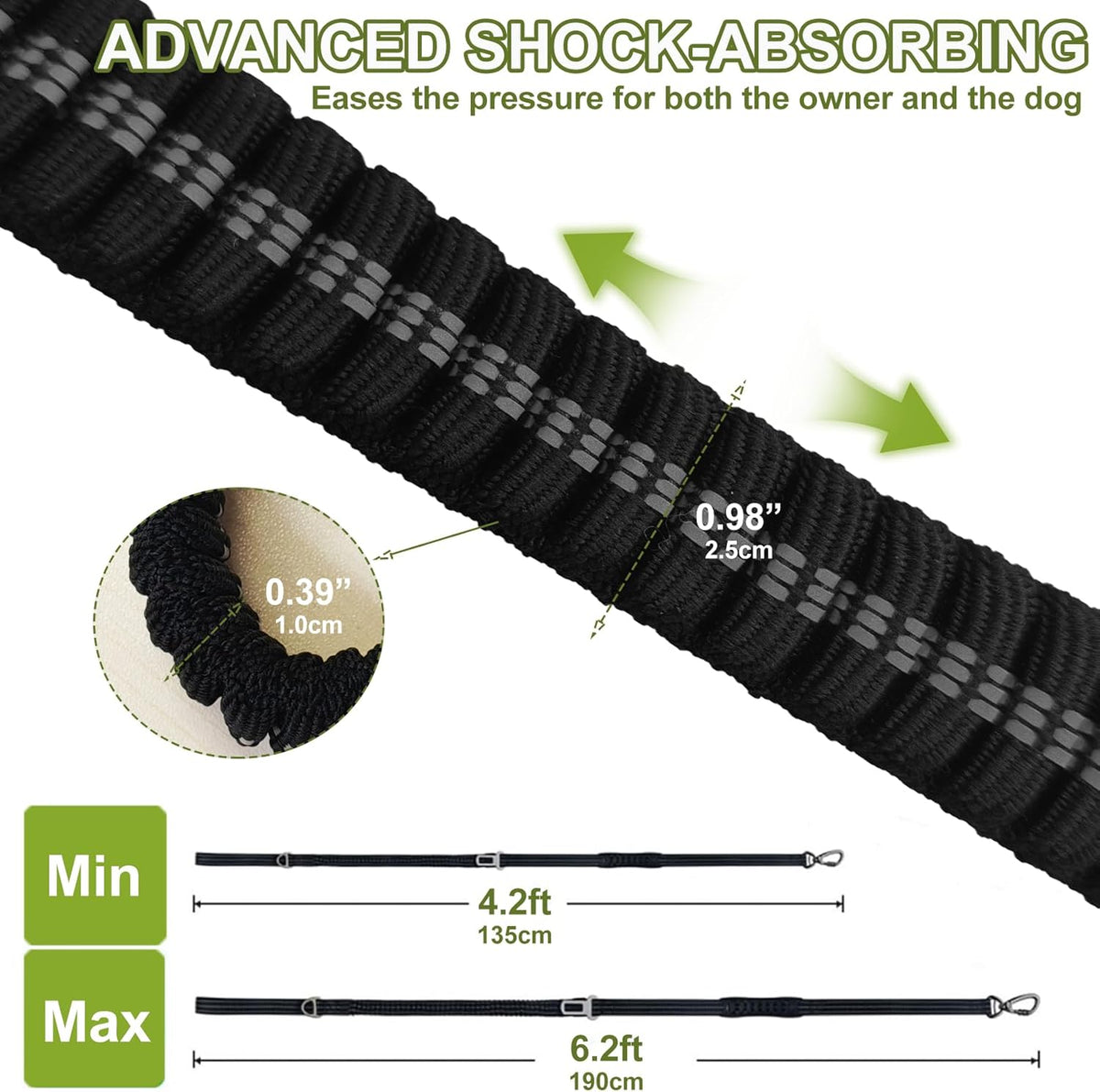 Dog Leash Heavy Duty - 4-6FT Long Leash Strong Shock