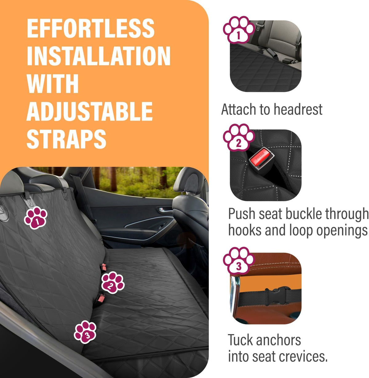 Blue XL Dog Car Hammock Back Seat Cover, Waterproof