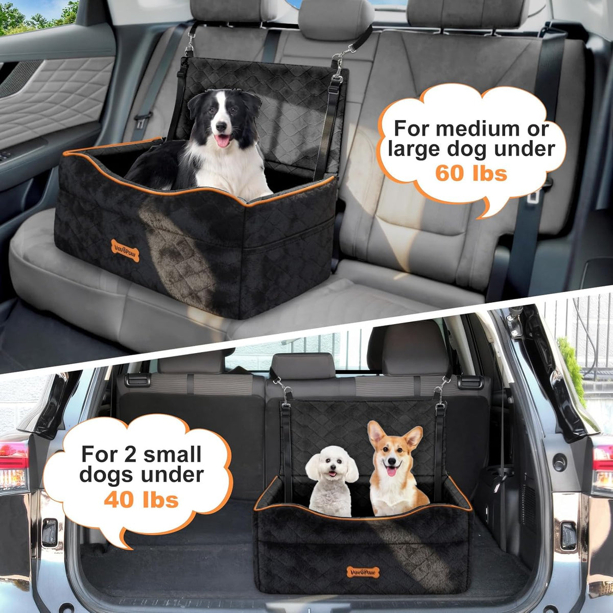 Medium Dog Car Seat, Dog Booster Seat Under 50Lbs or 2
