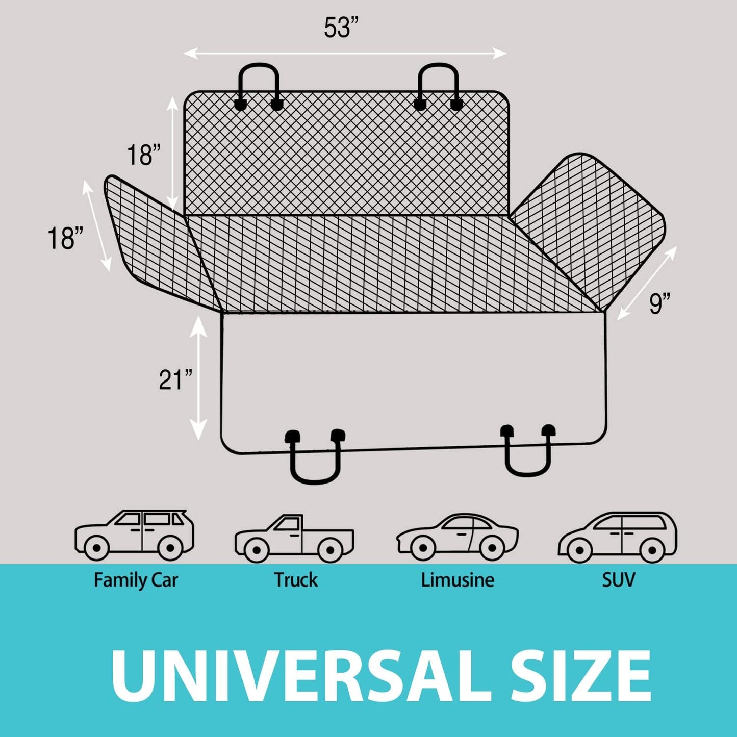 Dog Car Seat Cover for Back Seat, Waterproof Seat Covers