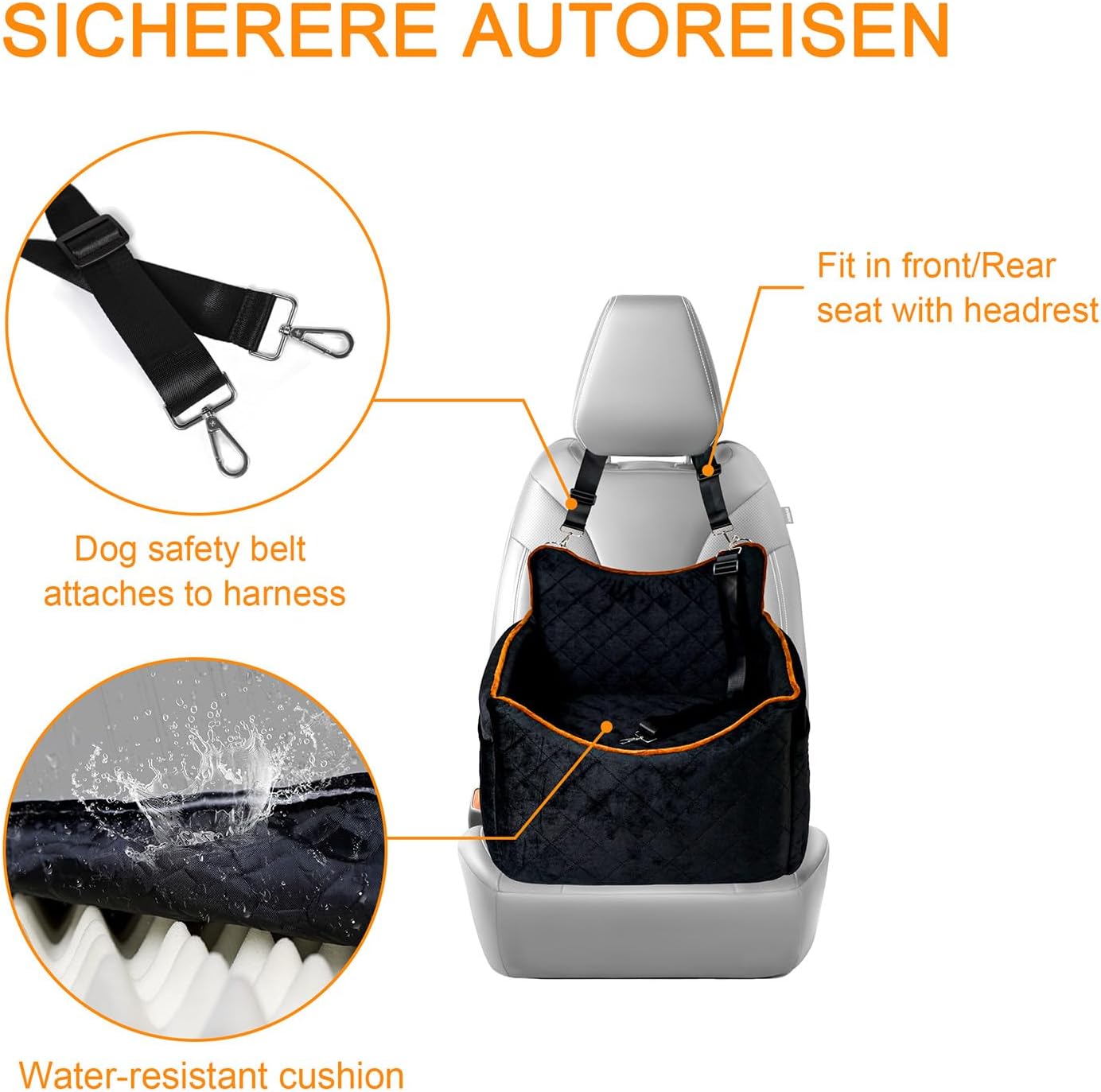 Dog Car Seat for Small Medium Dogs Under 35 lbs, Washable