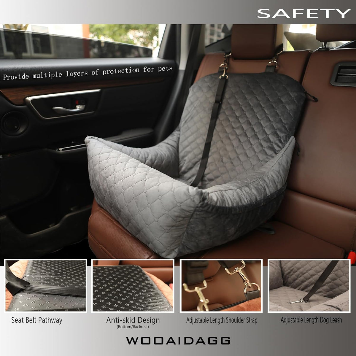 Dog Car Seat,Fully Detachable and Washable Cover,Easy to