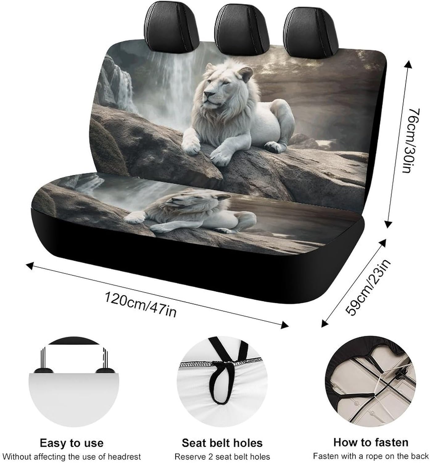 Lion on Rock Dog Car Seat Covers Waterproof Truck Back Seat