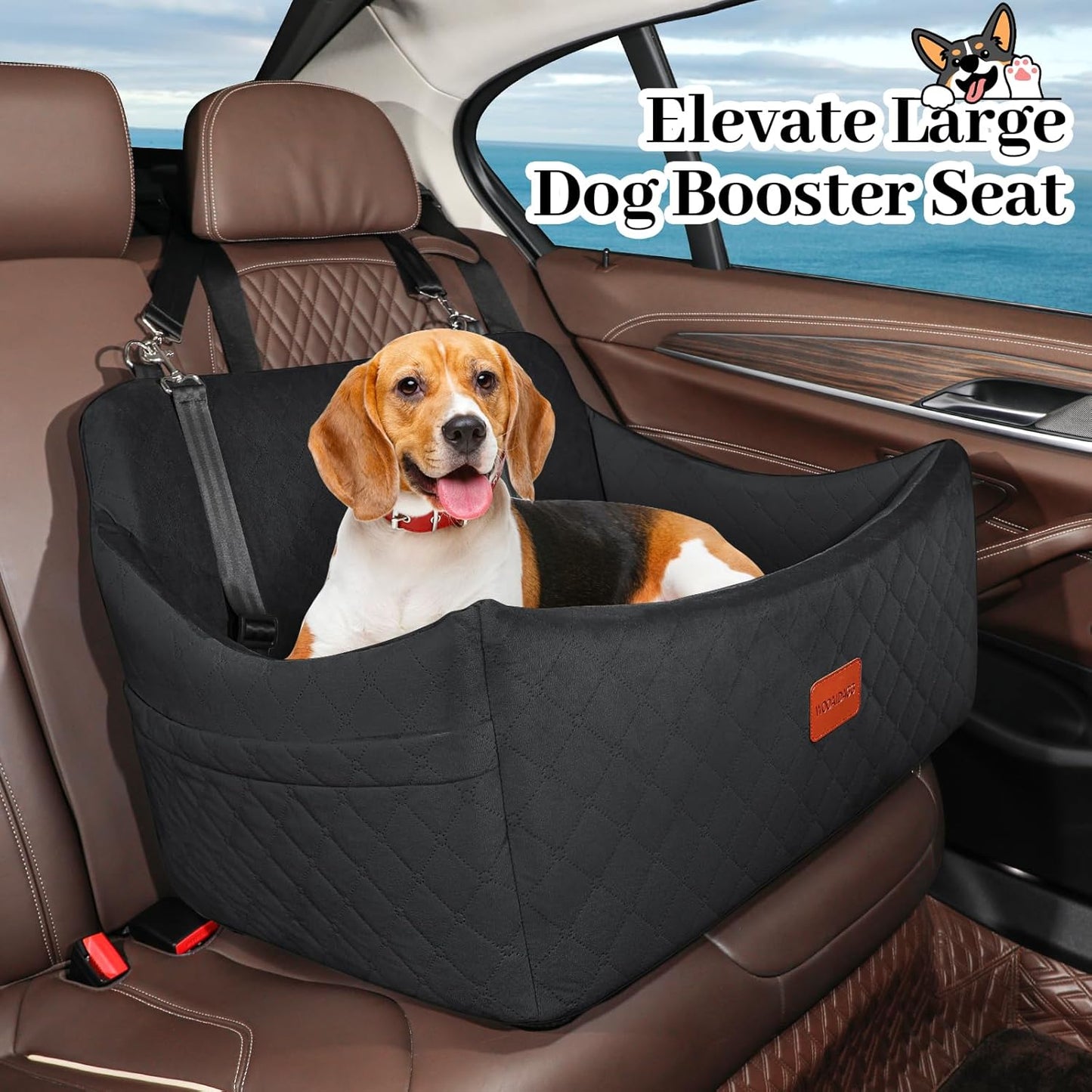 Dog Car Seat for Medium & Large Dogs Up to 55lbs, Memory