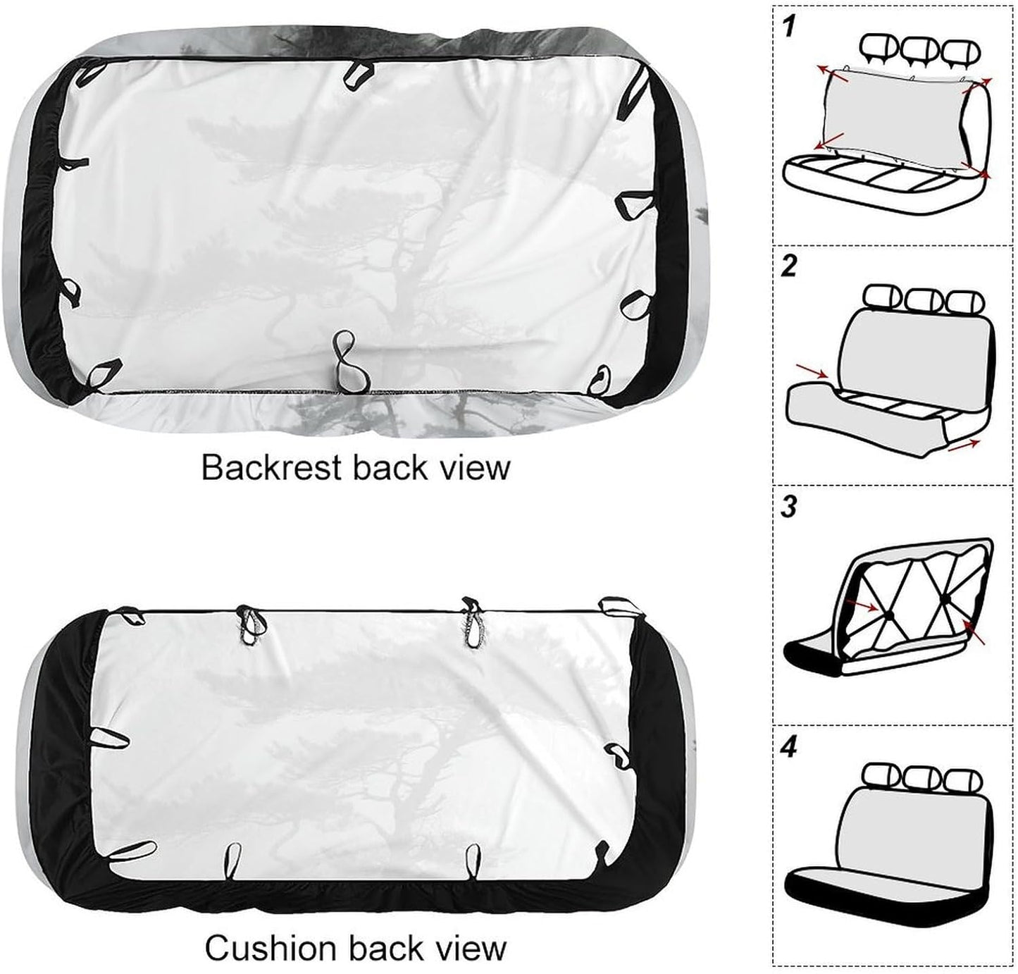 Foggy Mountain Pine Tree Dog Car Seat Covers Waterproof