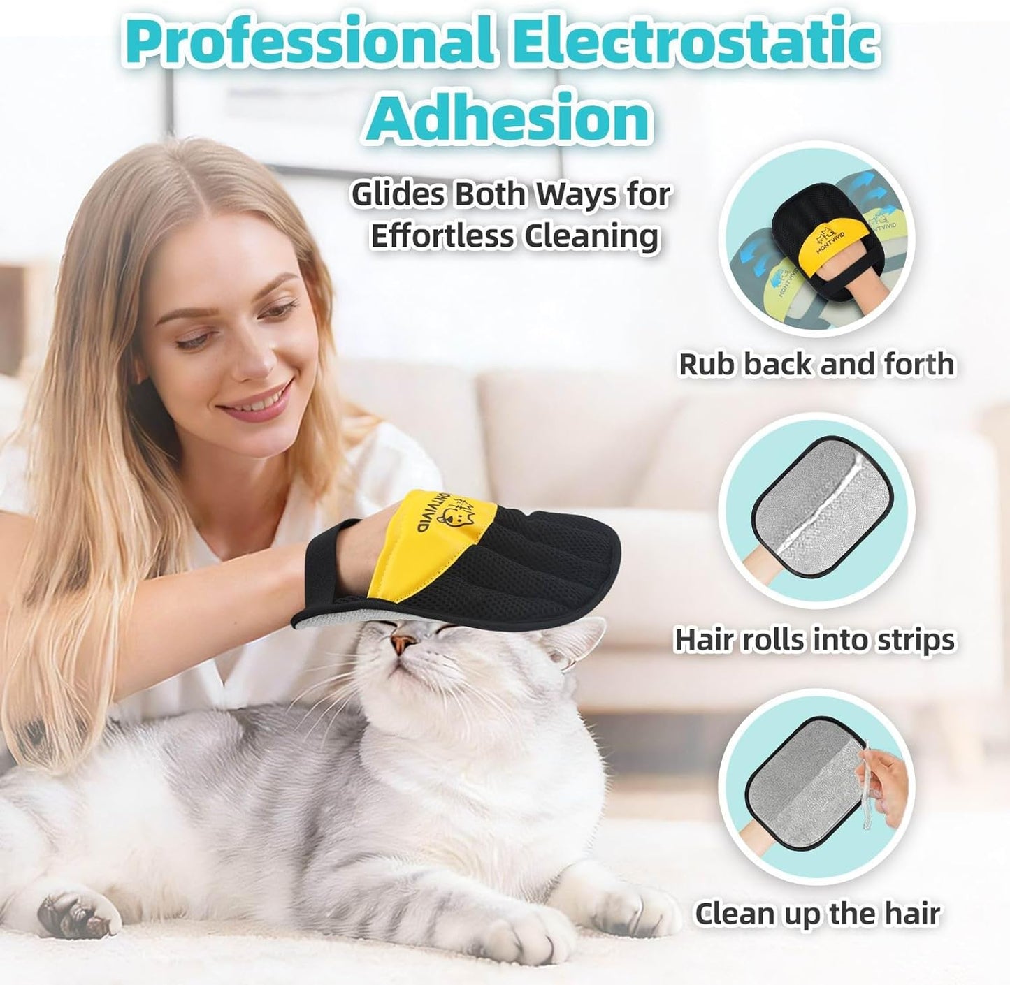 Pet Hair Removal Glove ,Resuable Five-Finger Magic