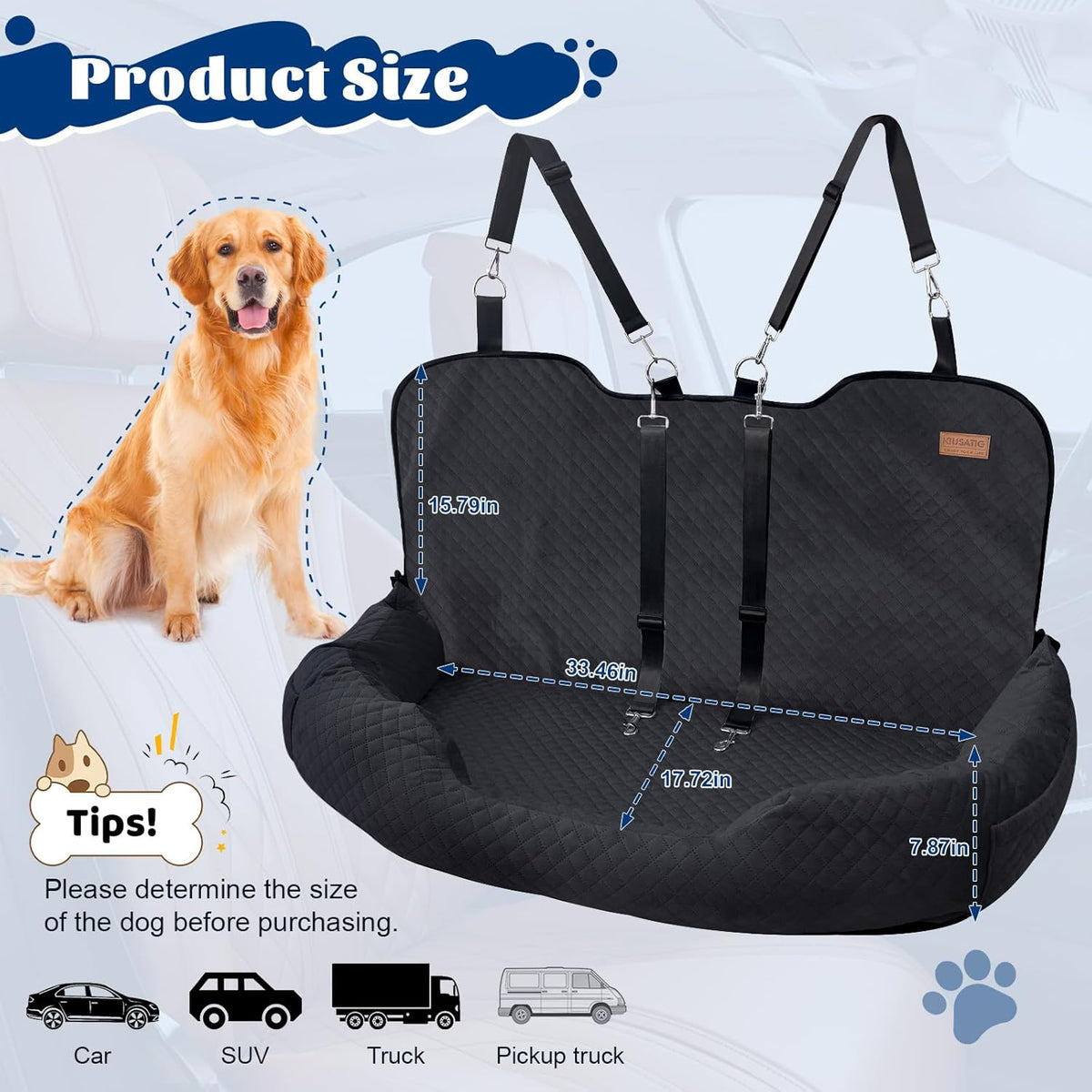 Dog Car Seat for Large/Medium Dog Pet Under 55 lbs or 2