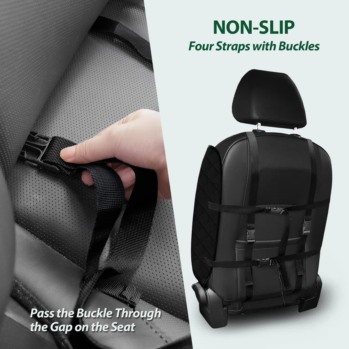 Dog Car Front Seat Cover with Side Flaps & Buckle Straps