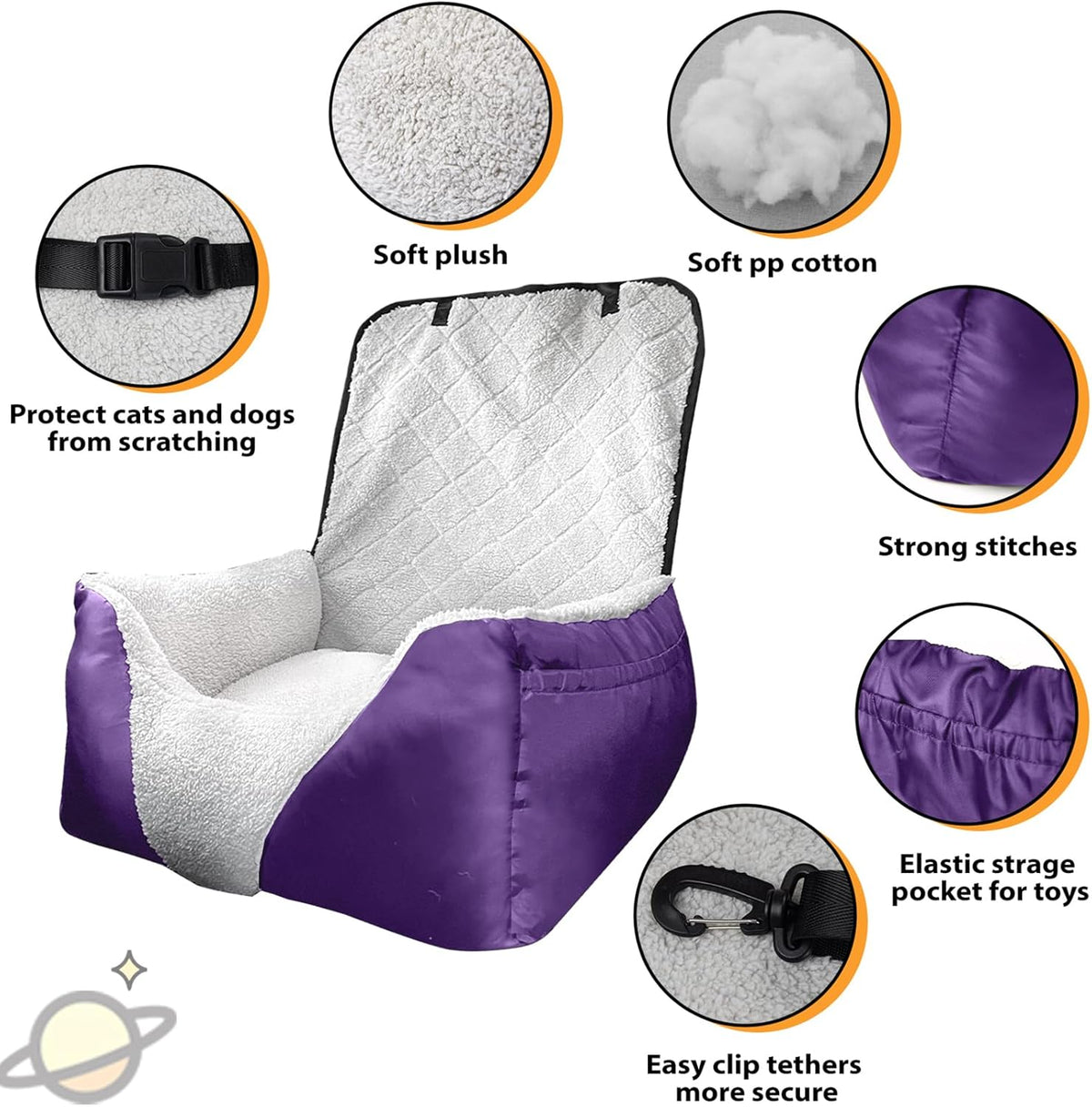 Car Seat Suitable for Small Dogs, Pet CarSeat with Storage