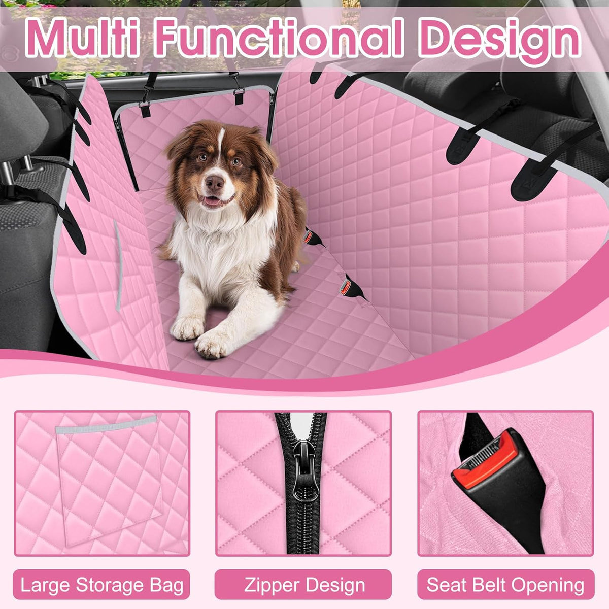 Waterproof Dog Car Seat Cover for Back Seat - Durable, Pet