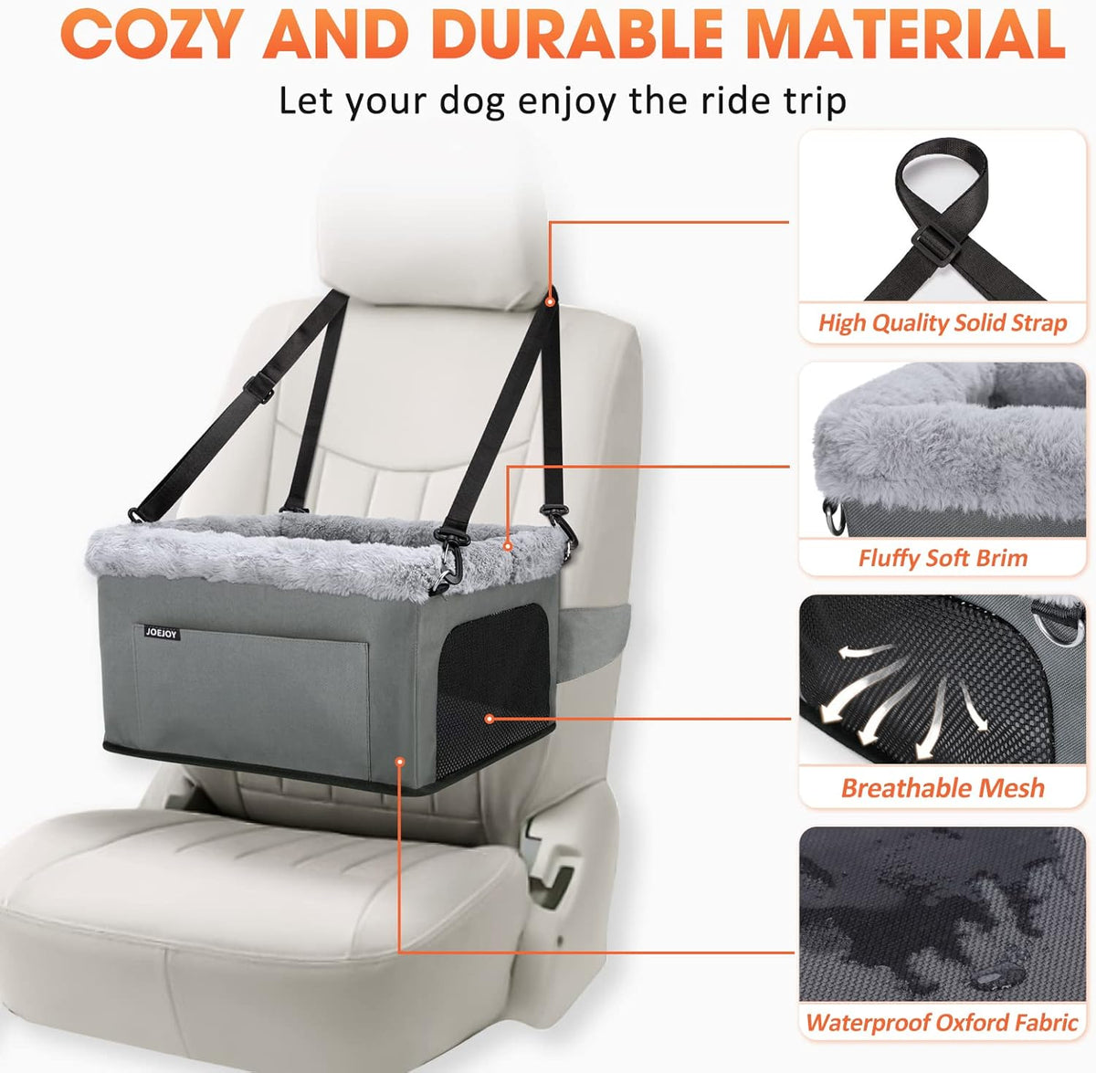Deluxe Dog Booster Seat with Sturdy Metal Frame and Safety