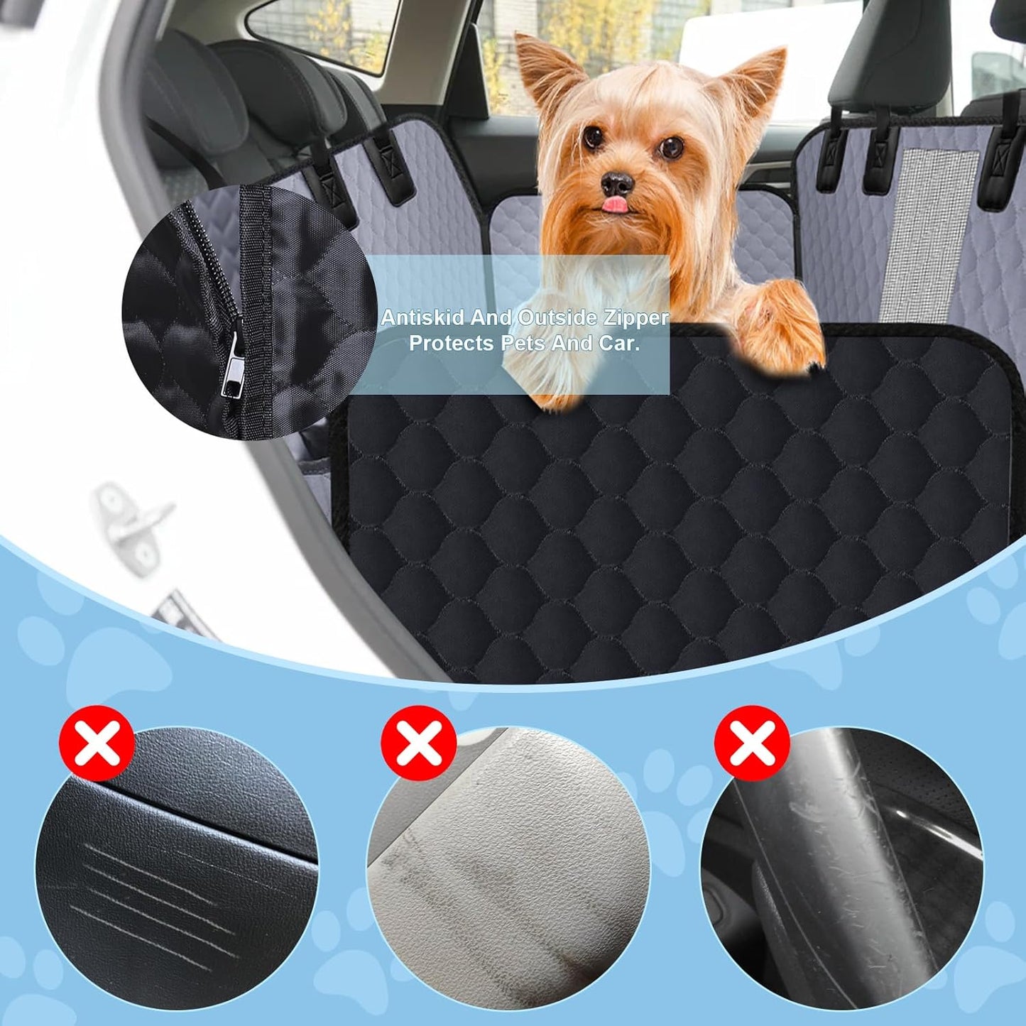 Dog Car Seat Cover for Back Seat, Waterproof Protector with