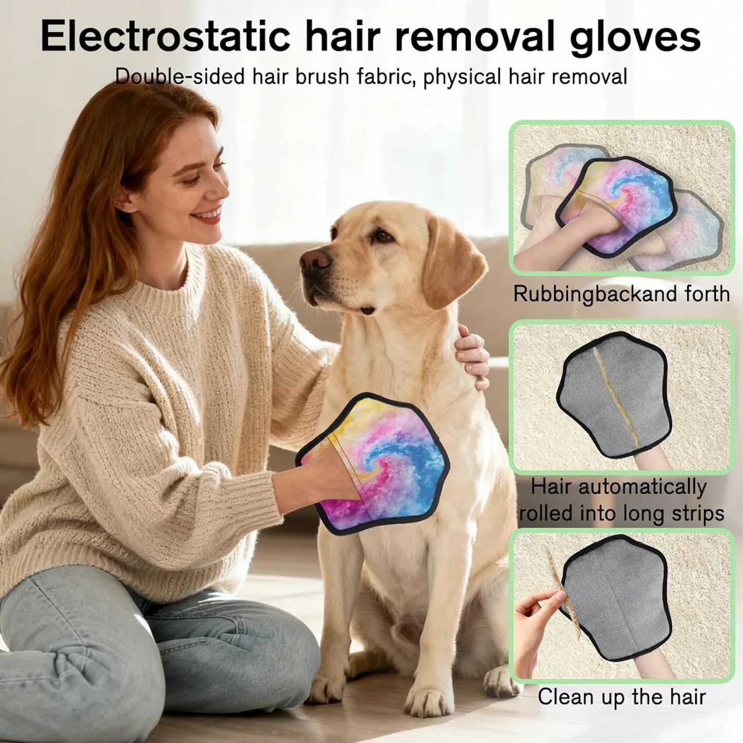 Pet Hair Removal Glove for Dogs Cats Reusable Washable Set
