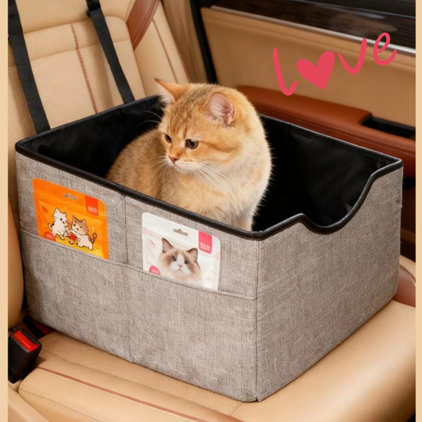 Portable Foldable Cat Dog Car Seat for Small Dogs Spacious