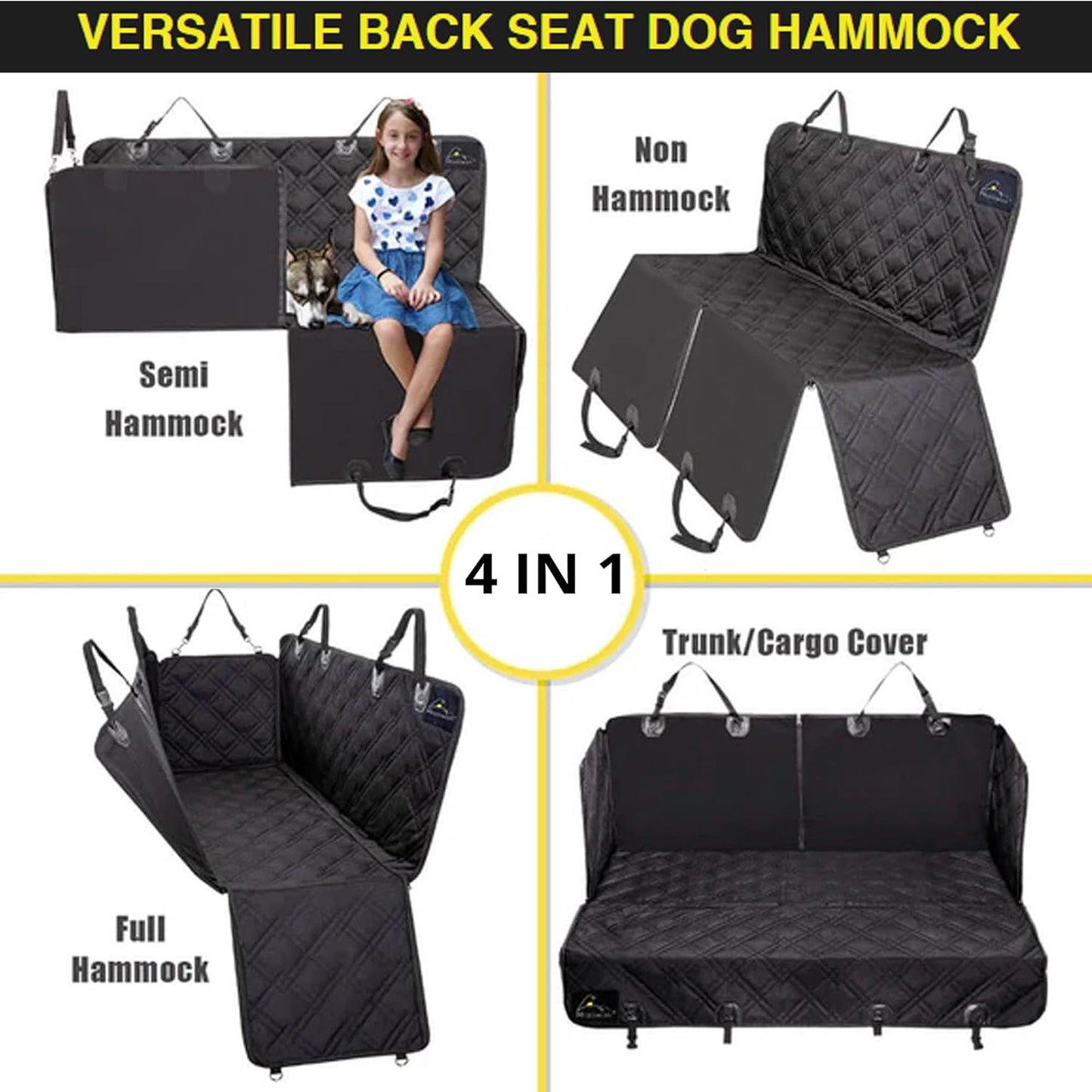Dog Car Seat Cover with Mesh Window, Heavy-Duty Pet Seat