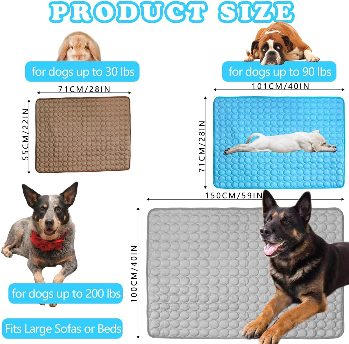 Dog Cooling Mat for Dogs, Pet Cooling Pad Bed for Dog Easy