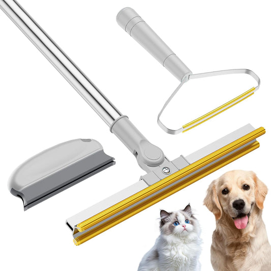 3 in 1 Carpet Rake for Pet Hair Removal, Tool Set of 3, 55”