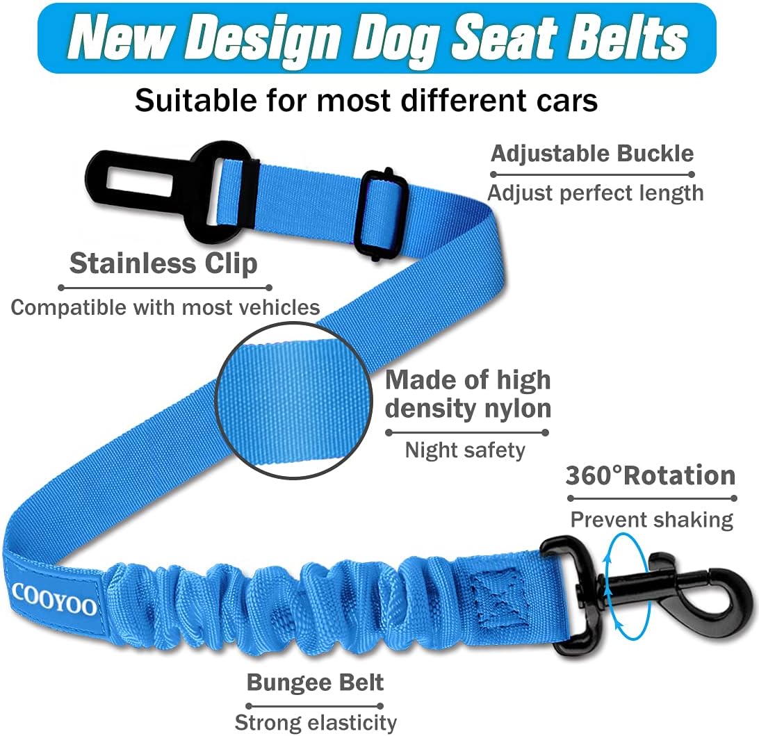 Dog Seat Belt,3 Piece Set Retractable Dog Car Harness