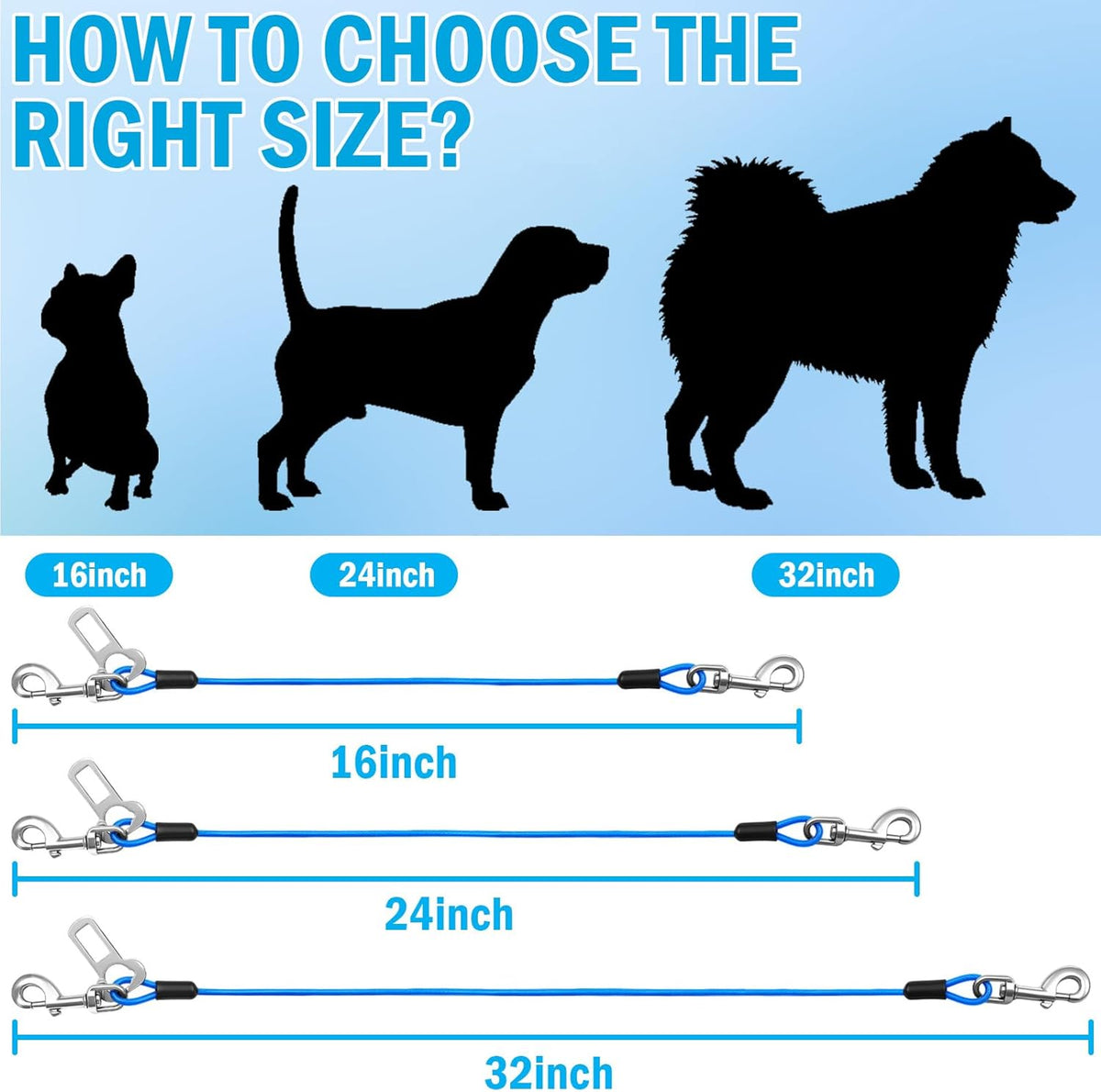 Dog Car Safety Harness,24 Inch/60 cm Double Clips Seatbelt
