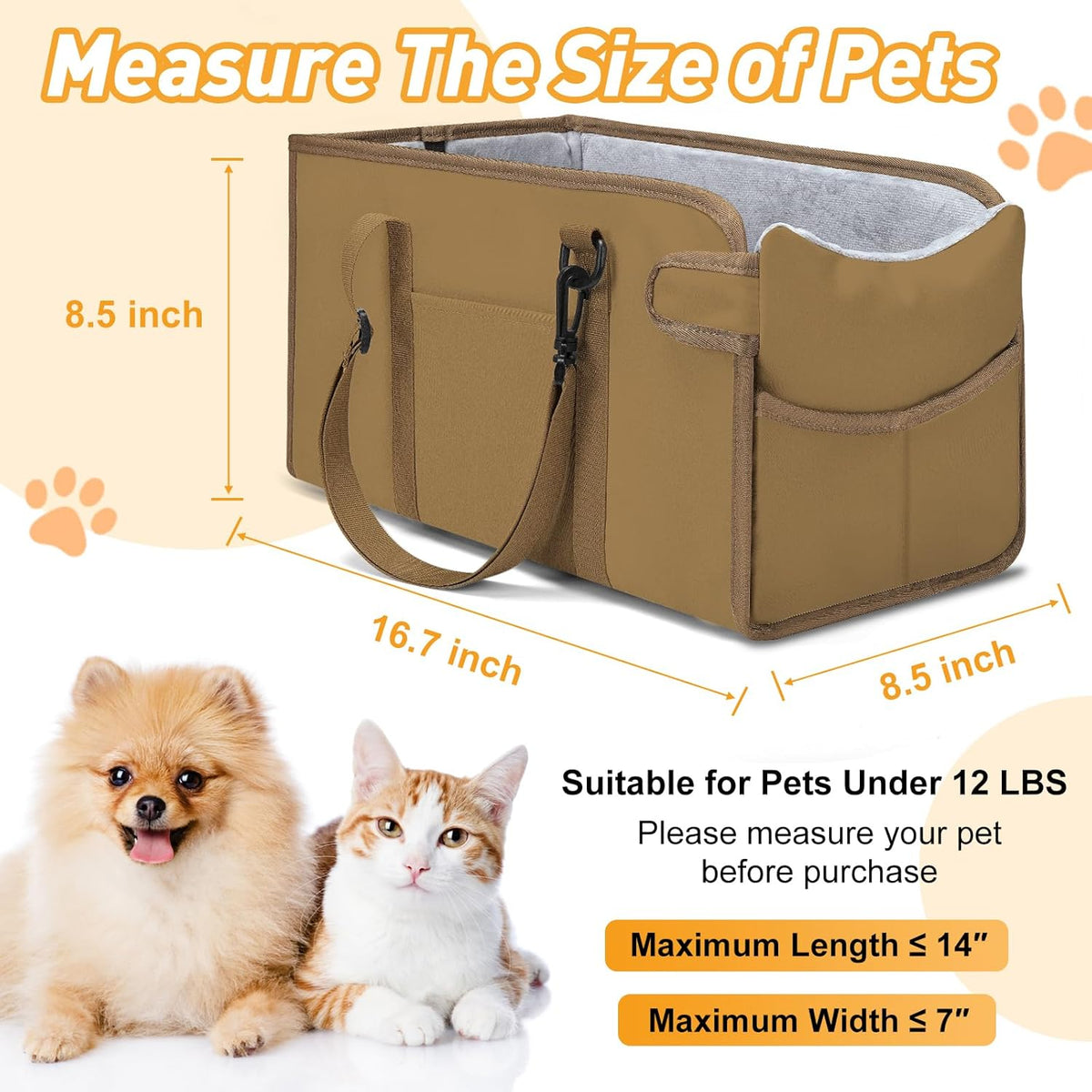 Portable Dog Car Seat for Small Dogs - Adjustable Safety