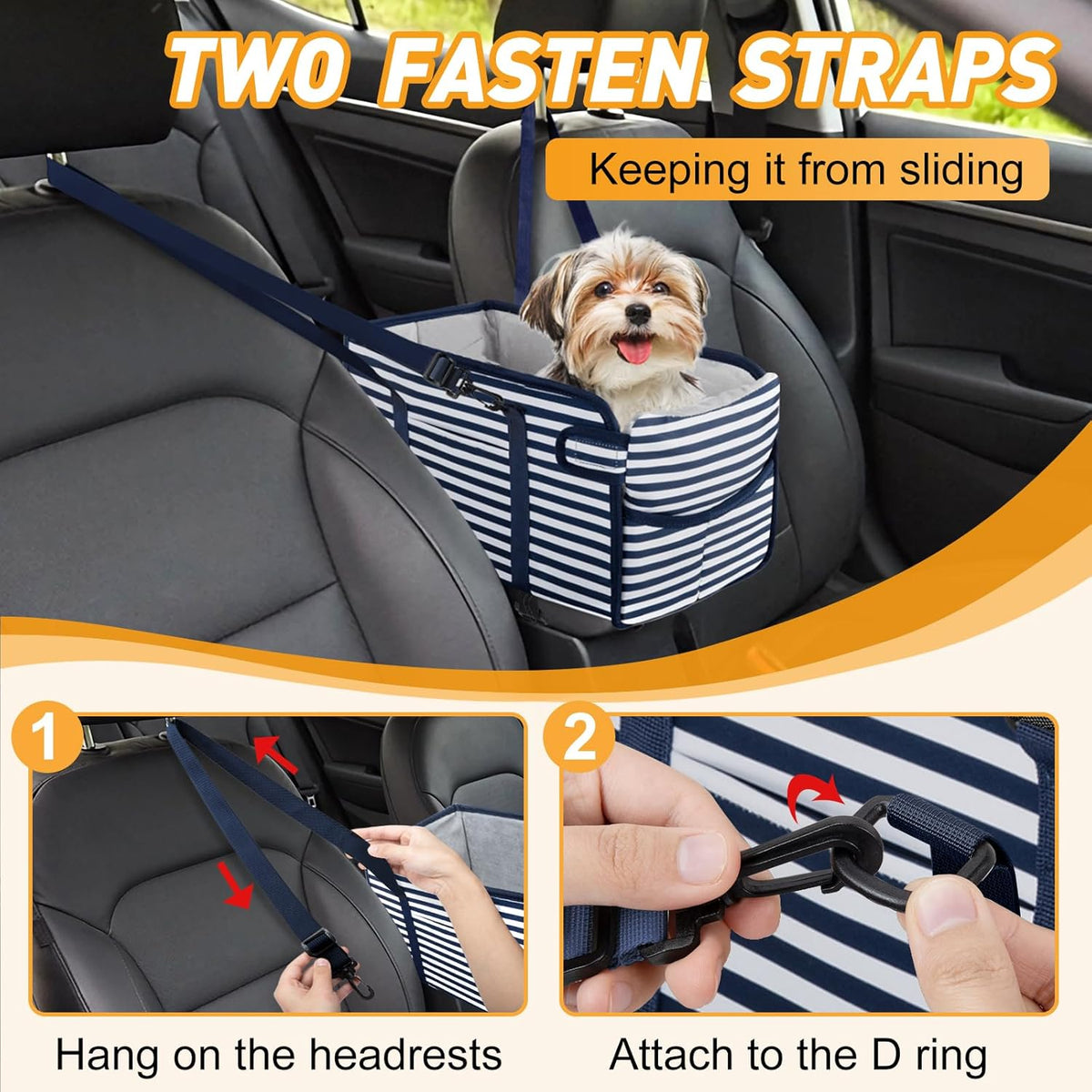 Portable Dog Car Seat for Small Dogs - Adjustable Safety